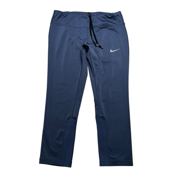 Nike Dri Fit Women’s Running Leggings Pants Navy Blue Sz Large / gym / workout - Picture 1 of 10